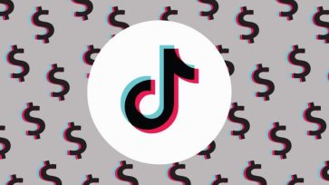 Tiktok logo with dollar signs behind