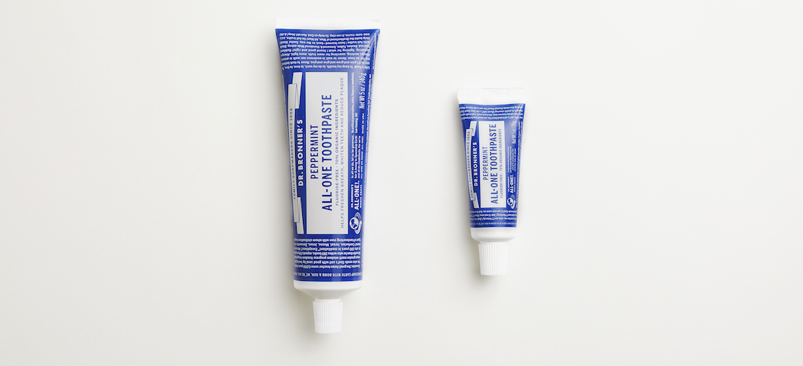 The header image shows two Dr. Bronner's products.