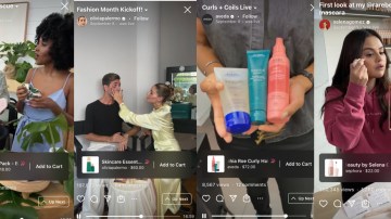 Screenshots from Instagram livestream shopping.