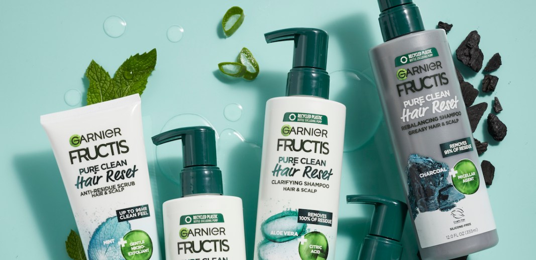 Photograph of a various Garnier Fructis products.