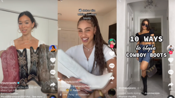 Screenshots from TikTok users wearing cowboy boots.