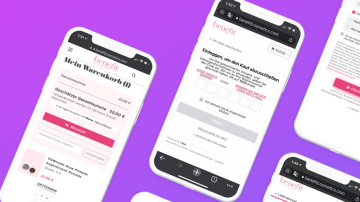 Benefit Cosmetics website front on phone screens
